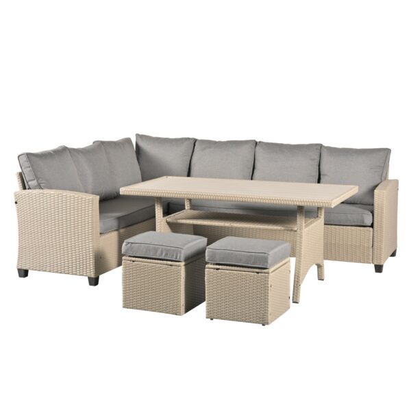 York 8 Seat grey rattan corner sofa dining set - Image 5