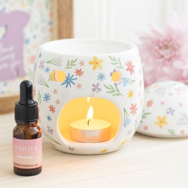 Spring Floral Print Egg Oil Burner and Wax Warmer - Image 2