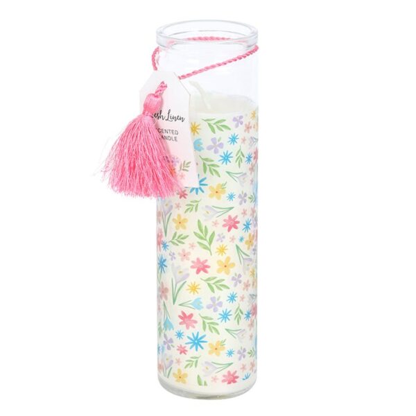 Spring Floral Print Fresh Linen Tube Candle - Image 2